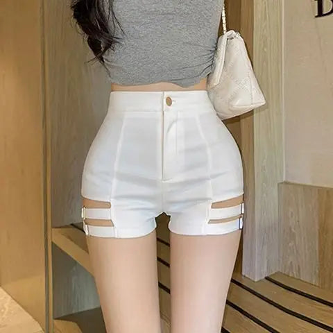 Hnewly  Summer Tight Stretchy Women's High Waist Shorts Fashion Designer Clothing Wholesale 2025 Korean Style Sexy Female Short Pants