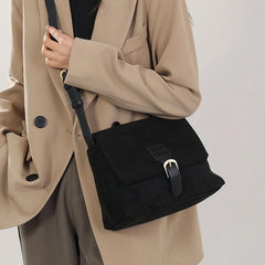 Hnewly  Vintage Brown Suede Crossbody Shoulder Bags For Women Designer  Leather Tote Handbags Female Casual Travel Purse Sling Bag