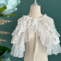 Hnewly  Lolita Cardigans Shirt Summer Women Sunscreen Shawl Blouse OP All-match Elegant Lace Ruffles Cloak Shawl Top