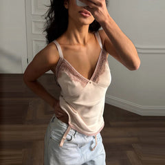 Hnewly  Chic Lace Patchwork Women's Slip Top Skirts Suit Sleeveless V-Neck -Vest Maxi Skirt Summer Fashion 2 Pieces Set Women