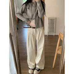 Hnewly  Early Baggy Retro Jean Woman Nostalgic Loose Wide Leg Jeans White Pants Women Fashion Korean Pantalones De Mujer