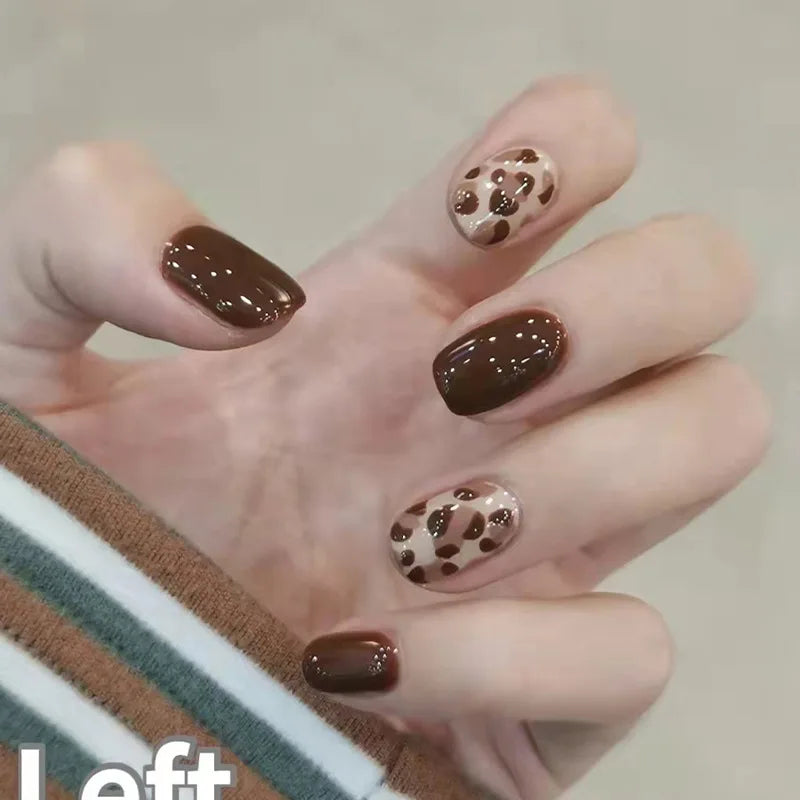 Hnewly 24pcs Detachable Short Press on Nails Y2k rhinestone False Nails with Glue Ballet Sweet Cool Girls Artificial False Nails Tips