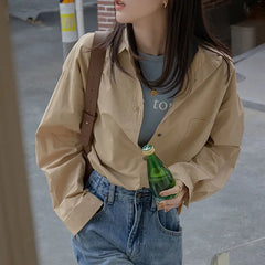 Hnewly Shirts Women 5 Colors Autumn Design Pure Casual All-match Fashion Office Lady Korean Style Baggy Vintage Aesthetic Temperament