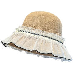 Hnewly  Fashion Sun-protective Woman's Fisherman Cap Breathable Elegant Straw Hat Spring Summer Versatile Beach Cap for Tourism Vacation