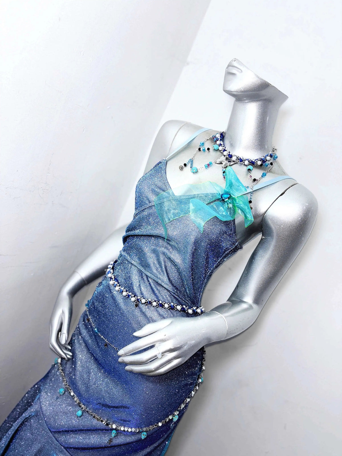 Hnewly  Extended New Blue Ocean Legend Blue Polarized Green Flash Princess Dress Sexy Mermaid Dress