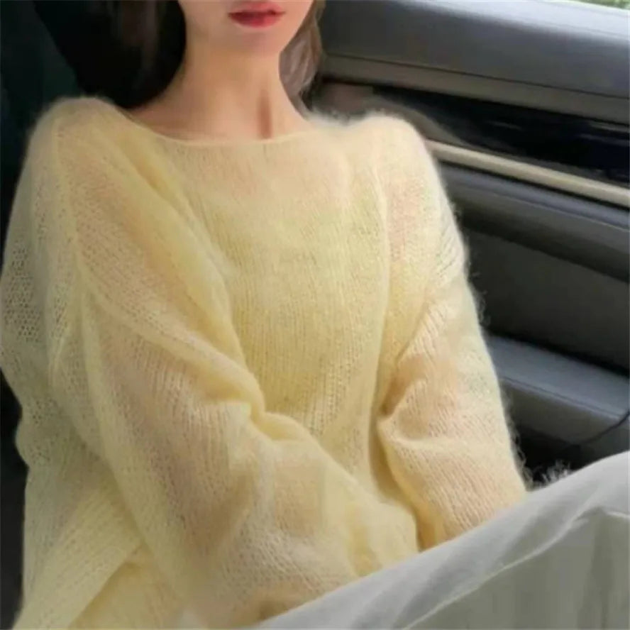 Hnewly  Korean Style Office Basic Pullovers Women Solid Summer Hollow Out Thin Fashion Loose Sun-proof Casual Cozy Popular Tops