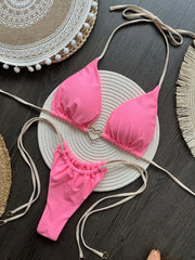 Hnewly  Metal Heart-shaped Halter Brazilian Bikini Female Swimsuit Women Thong Swimwear Two-pieces Bikini Set Bather Bathing Suit Swim