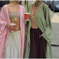 Hnewly  Casual Pleated Women's Shirt Chic V-Neck Flare Sleeve Open Stitch Lace-Up Solid Long Shirts Summer Fashion Female Robe
