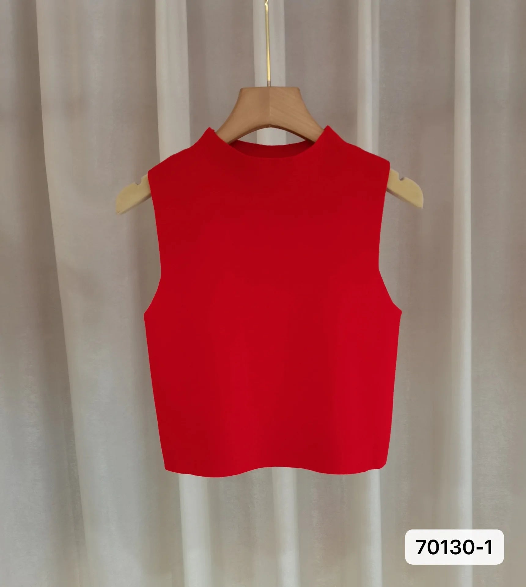 Hnewly White Knitted Camisole Sleeveless Vest For Women Spring Summer Half High Neck Short   Basic Bottom Top Korean Version Trendy Tee