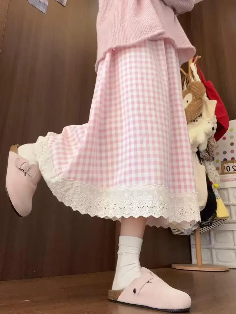 Hnewly Spring Autumn New High Waist Slim A-line Long Skirt Fairy Umbrella Skirt