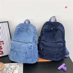 Hnewly  Denim Vintage Backpack Women Shoulder Bag  Large Capacity Jeans School Bag Female Daily Backpack Simple Laptop Backpack