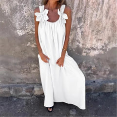 Lunivop  Spring Summer New Loose Maxi Dress For Women's Summer Stylish Sleeveless Flower Solid Casual Lady Beach Holiday Long Dresses