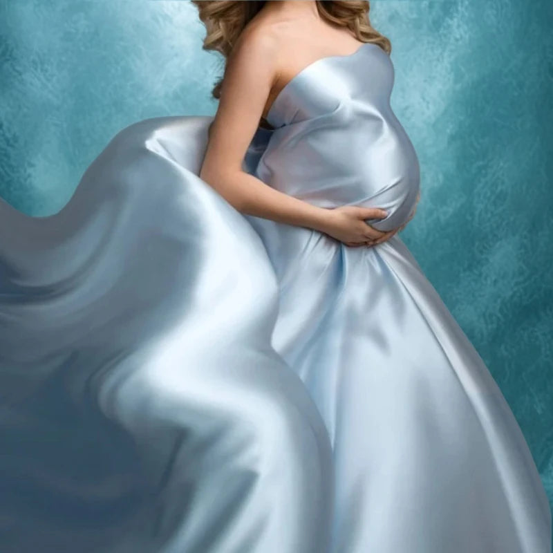 Hnewly  3/6yard Maternity Silky Satin Fabric Posing Pregnancy Shiny Glossy Wrap Tossing Gown Pregnant Woman Wedding Photography Photo