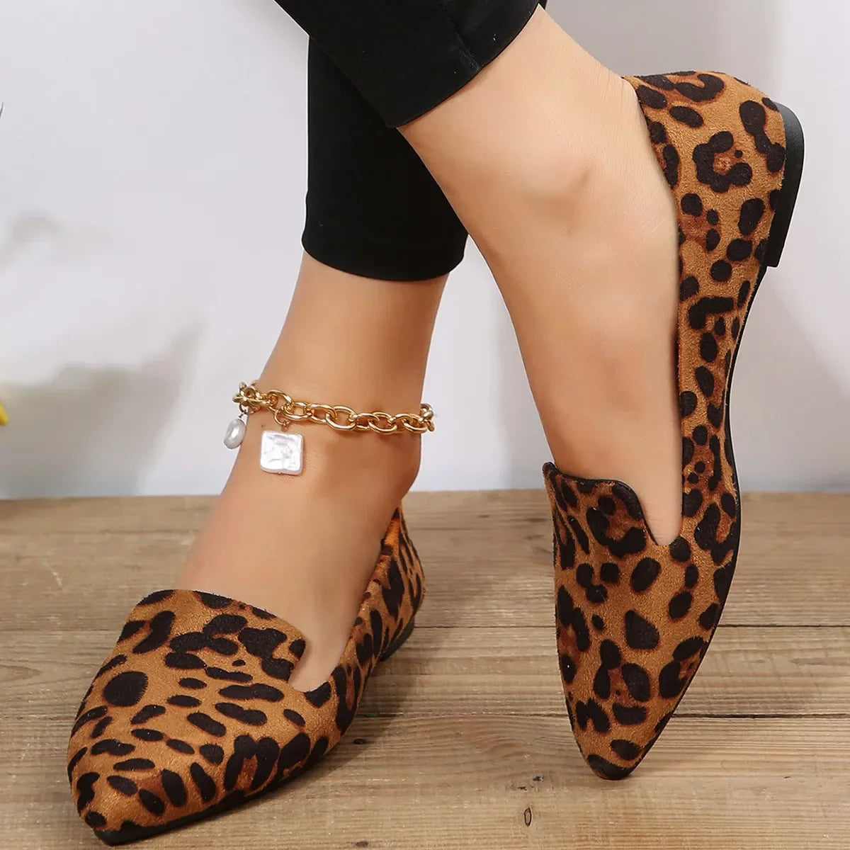 Hnewly Loafers Flats Leopard Pointed Toe Casual Women Shoes New Comfortable Walking Mujer Zapatos:Wear-resisting