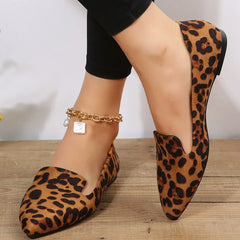 Hnewly Loafers Flats Leopard Pointed Toe Casual Women Shoes New Comfortable Walking Mujer Zapatos:Wear-resisting
