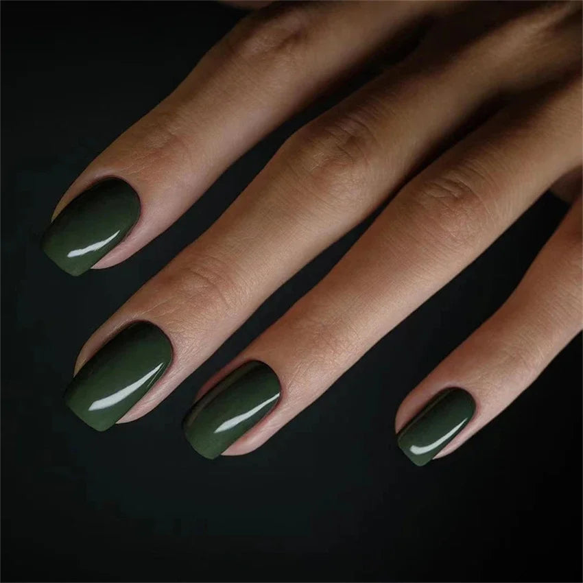 Hnewly 24pcs Artificial Nail Art Fake Nails Full Coverage Removable Ballet Short Press On Nails tips Chips Waterproof Solid Colour set