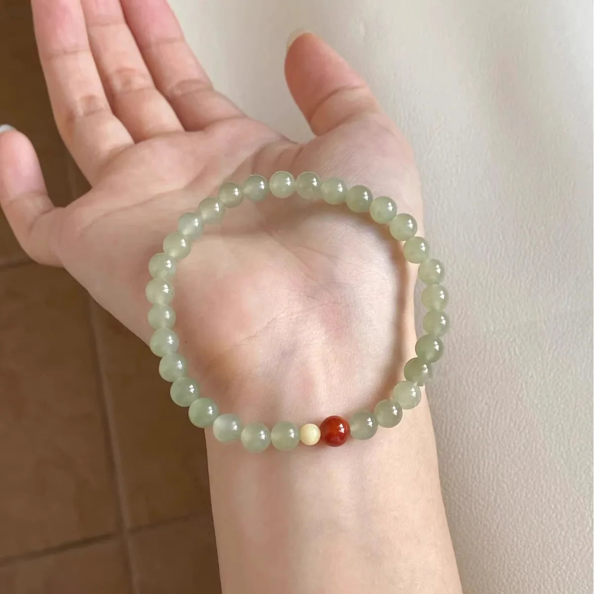 Hnewly  Autumn Winter Minimalist 6MM Chinese Style Bracelet for Women - Unique Design Lucky Hetian Stone Friendship Bracelet