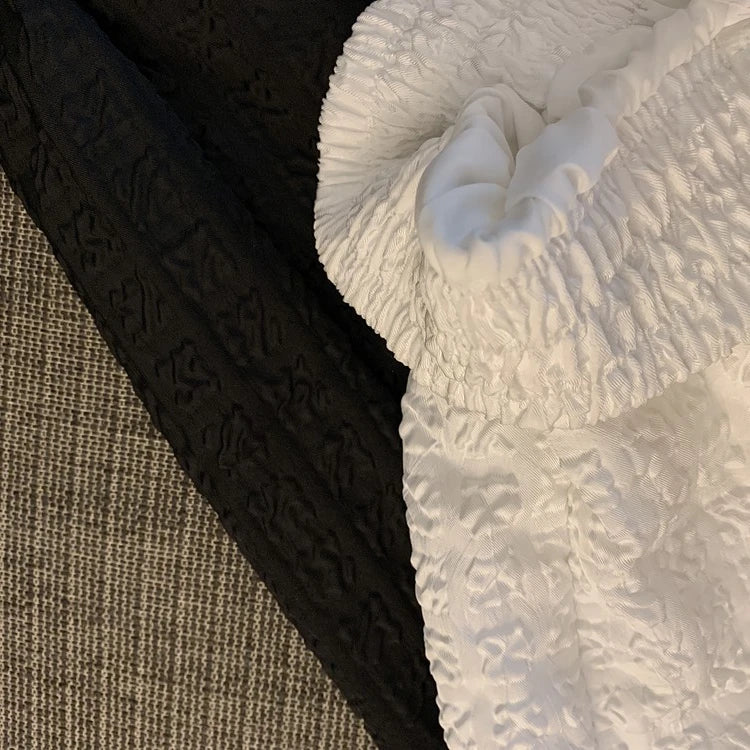 Hnewly  Black White Jacquard Shorts Women 2025 Summer Elastic High Waist Pockets Wide Leg Shorts Woman Loose Streetwear Half Pants