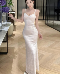Hnewly  Woman Dress Sexy Elegant Sleeveless V Neck Lace Patchwork Backless Slim Sweet Temperament Party Dresses Female Chic
