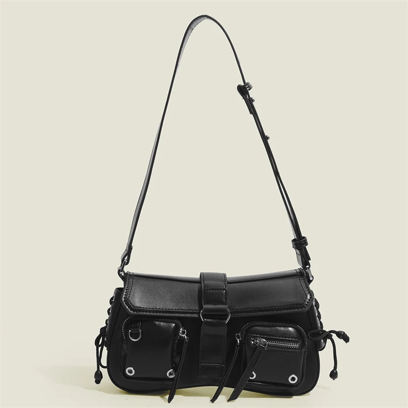 Hnewly  Goth Punk Cool Women's Underarm Bag Hot Girls Shoulder Bags Fashion Design PU Leather Female Handbags Tote Purse with Zipper