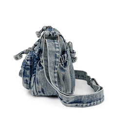 Lunivop  Washed Denim Shoulder Bags Women Small Canvas Messenger Bags Many Zipper Cloth Crossbody Bags 100% Cotton Female Packages Young