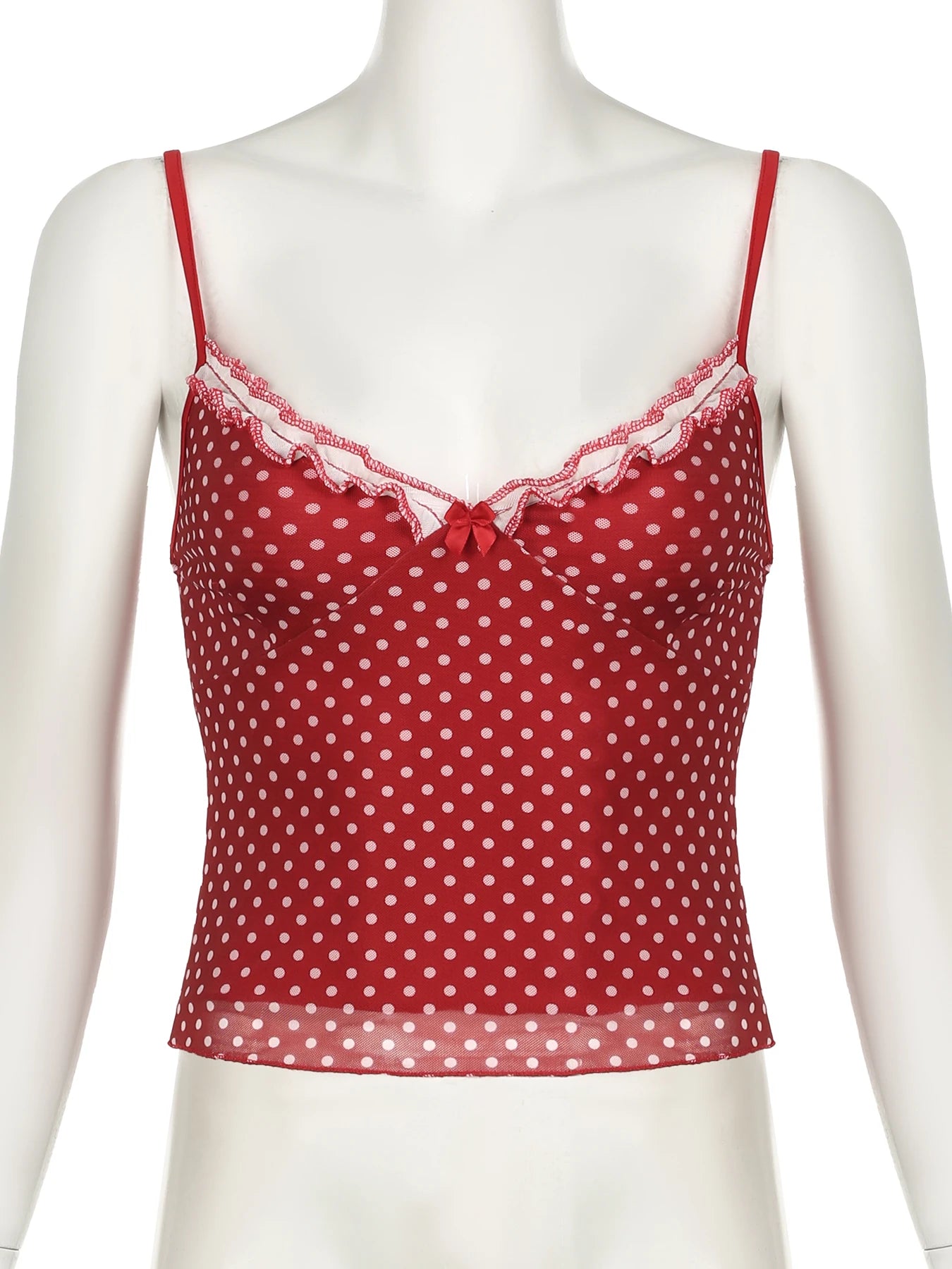 Hnewly Sexy Slim Dot Printed Camis Tops Holiday Contrast Color V-Neck Sleeveless Tank Tops Women 2024 Summer Fashion Streetwear