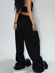 Hnewly  Casual Gray Sweatpants Women Wide Leg Black Joggers Classic Baggy Streetwear Oversized Sports Female Trousers All-match