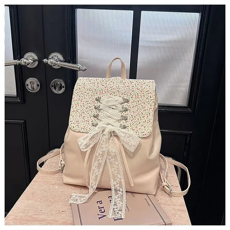 Hnewly  Korean Style Sweet Ballet Backpack Women Large Capacity Bow Tie Rucksack Ladies Student Class Commuter Mochilas Mujer