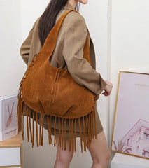 Hnewly  Tassel Crossbody Bag For Women Large Capacity Shoulder Bags Large Capacity Ladies Handbag Bolsa Brown Big Totes