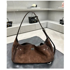Hnewly  Buckle Decorative Design Solid Faux Suede Handbag Large Capacity Hasp Casual Tote Hot Sale Bags for Women Bolsas Femininas
