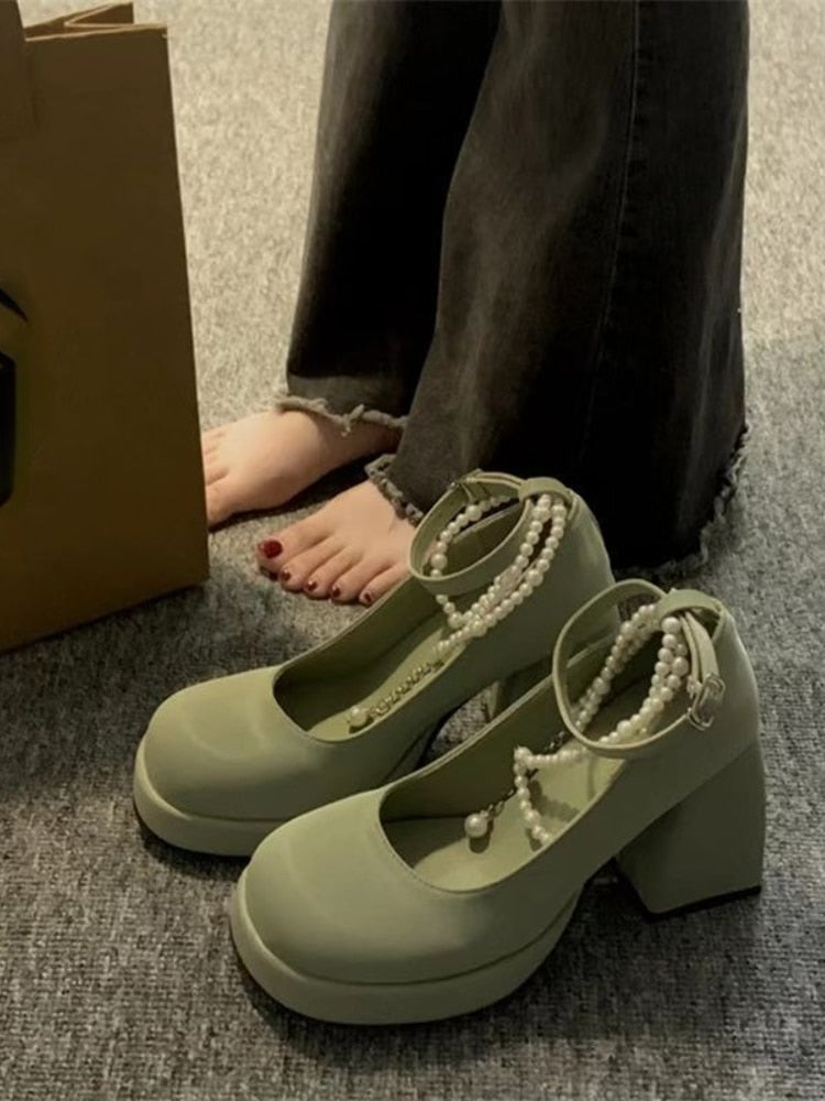 Hnewly French Style Elegant High Heels Sandals Office Lady Pure Color Korean Shoes Casual Non-Slip Round Toe Sandals Summer Chic