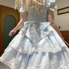 Hnewly  Silver Moon Kawaii Lolita Ballet Style JSK Mini Dress Women Daily Sweet Pink Bow Lace Sling Princess Doll Dresses Y2k Vestidos