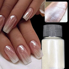 Hnewly 10g/Bottle Pearls White Nail Pigment Glitter Aurora Nail Powder Purple Chrome Glitter Pigment Dust UV Manicure Dip Powder
