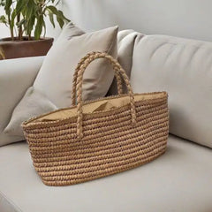 Hnewly  New Arrivals Summer Crochet Handmade Women's Tote Bag Custom Raffia Straw Zipper Waterproof Polyester 3L+ Capacity Rectangle