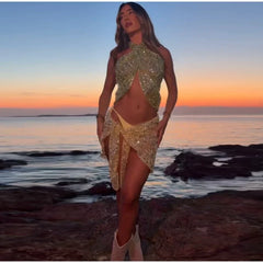 Hnewly  Sexy Sequined Women Party Skirt See Through Hip Package Female Min Skirts Summer Autumn Fashion Lady Streetwear New