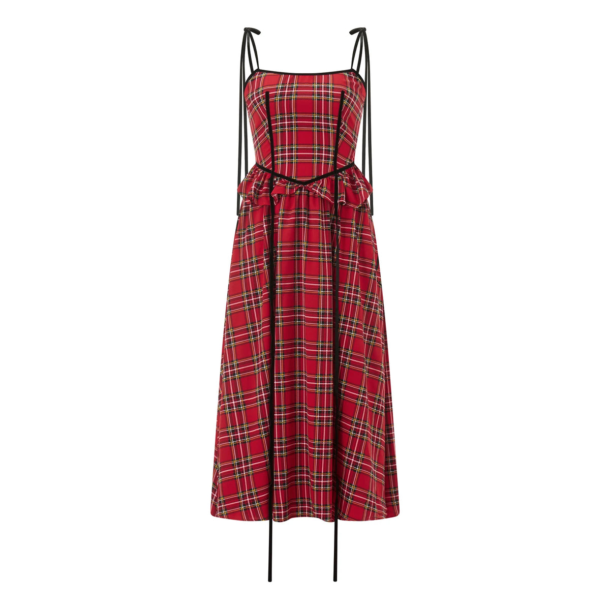 Hnewly  Women's Christmas Red Plaid Print Aesthetic Long Dress Elegant Flowy A Line Ruffle Dresses Cute Xmas Holiday Party Dress