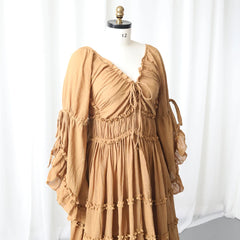 Hnewly  Maternity Dress Photoshoot Boho Long Sleeve Pregnancy Gown Flowy Ruffle Maxi Dresses Baby Shower Photography Prop Elegant Style