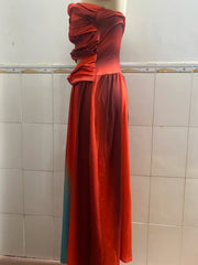 Hnewly  Summer Sexy Elegant Women Backless Long Dress Casual Gradient Color Vacation Wear European Women's Fashion Strapless Robe