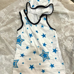 Hnewly  Y2k Vintage Star Print Hooded Camisole Vest Sleeveless White Top for Women 2025 Summer New Casual All-match Tank Top