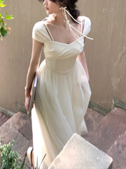 Hnewly  Summer Sweet Elegant Formal Dress Women Lace Beach Style Causal Party Midi Dress Female Slim One Piece Dress Korean Vintage
