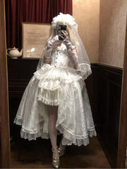 Hnewly  White Gothic Lolita Cos Dresses for Women Slim Fit Elegant Vintage Irregular Dress Female Sweet Cool Evening Dresses Vestidos