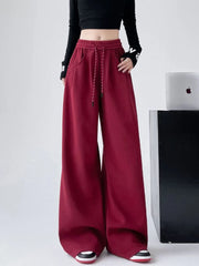 Hnewly  Women's American Style Sweatpants - Flared Lounge Pants Curved Hem Flowy Joggers Fall Loose Fit Casual Streetwear