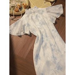 Hnewly  Improved Cheongsam Spring Summer New Retro Long Elegant Temperament Dress Short Sleeve Slim Qipao Dresses