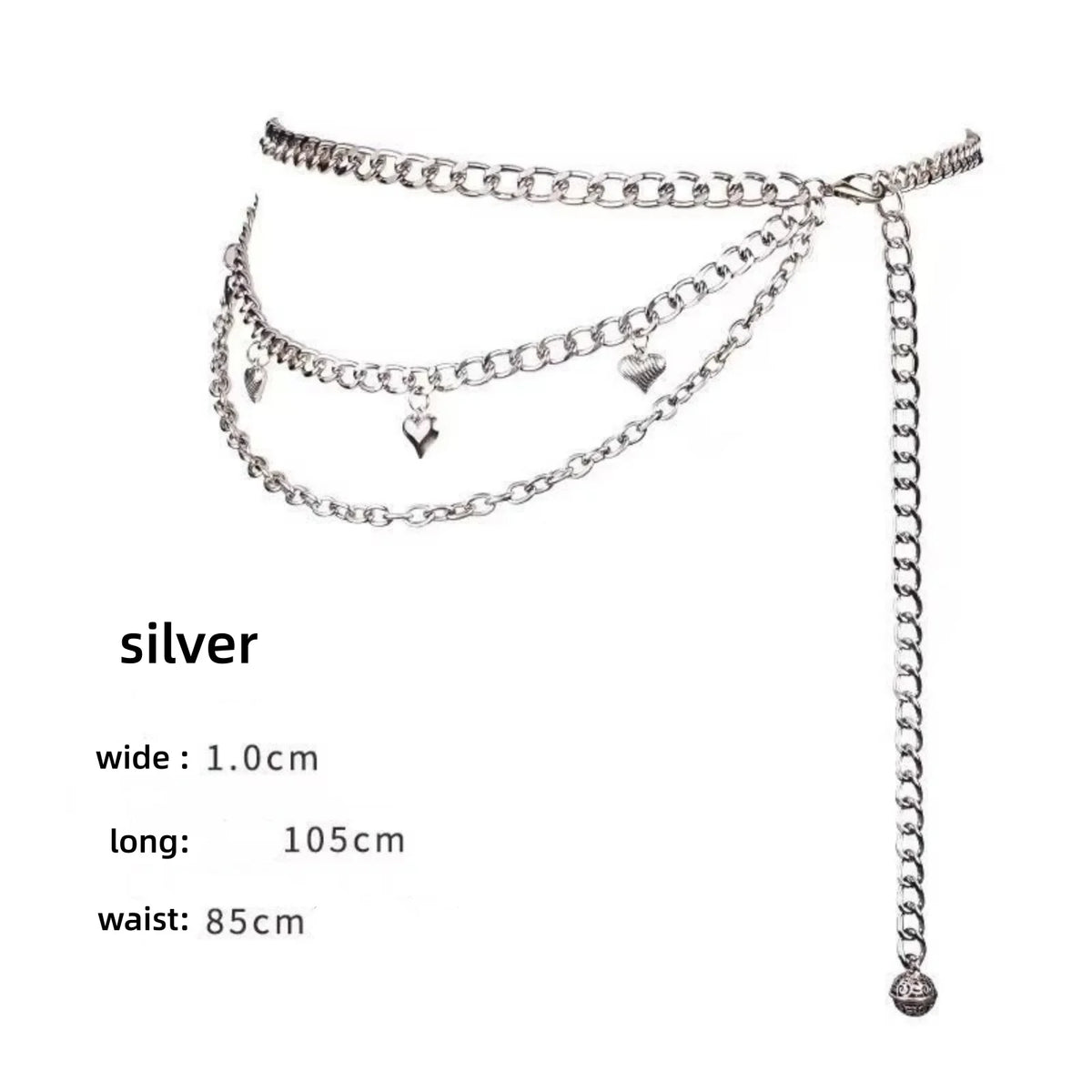 Hnewly  1pc New Multi-Layer Love Heart Waist Chain, Metal Chain Vintage Y2K Waist Accessory for Women