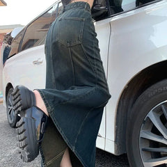 Hnewly  New Mermaid Denim Skirts Autumn Winter Woman Sexy Bandage Floor-Length Skirt Women Vintage Fashion High Waist Skirts Lady