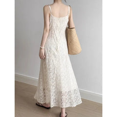 Hnewly  French Suspender Dress Children's Summer New Temperament Early Spring Lace  the dress black dress white dress