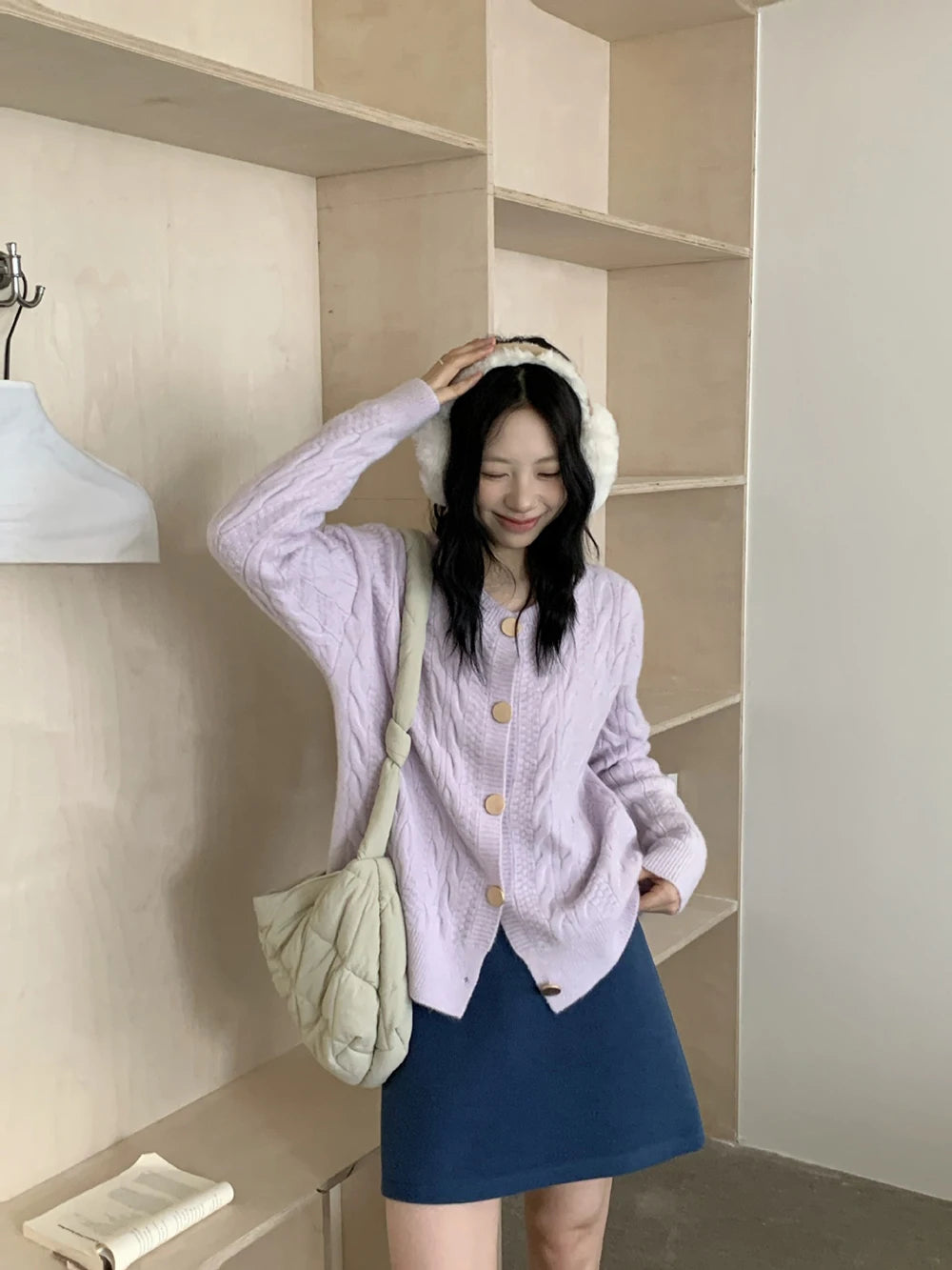 Hnewly  Vintage Twist Knit Cardigan Women's Lazy Loose Soft Thickened Single-Breasted 2025 Autumn Winter New Korean Style Female Tops