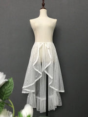 Hnewly  Asymmetric Dovetail Skirt Lolita Extend Skirt Cover Shiny Sequin Perspective Mesh High Waist Ruffles Fairy Skirt
