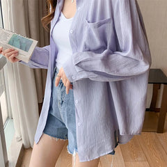 Hnewly  Concise Single Breasted Shirts for Women Spring Autumn Turn Down Collar Long Sleeve Blouses Woman Solid Color Outwear Lady