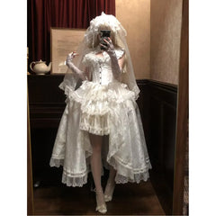 Hnewly  White Gothic Lolita Cos Dresses for Women Slim Fit Elegant Vintage Irregular Dress Female Sweet Cool Evening Dresses Vestidos